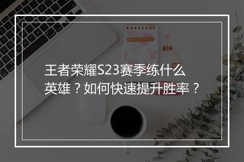王者荣耀S23赛季练什么英雄？如何快速提升胜率？
