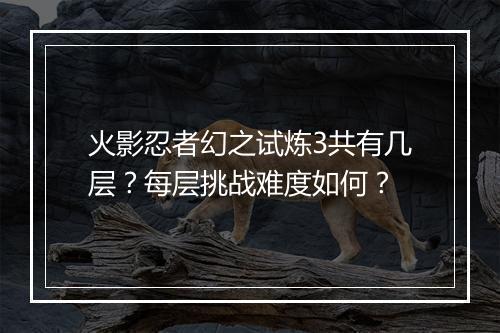 火影忍者幻之试炼3共有几层？每层挑战难度如何？