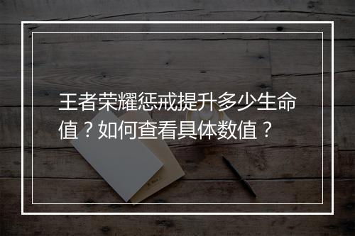王者荣耀惩戒提升多少生命值？如何查看具体数值？