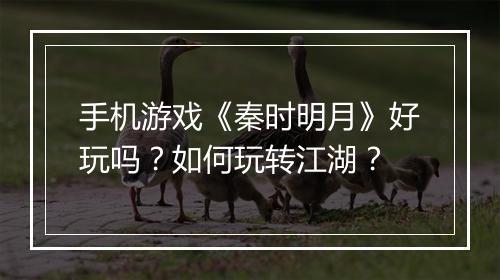手机游戏《秦时明月》好玩吗？如何玩转江湖？