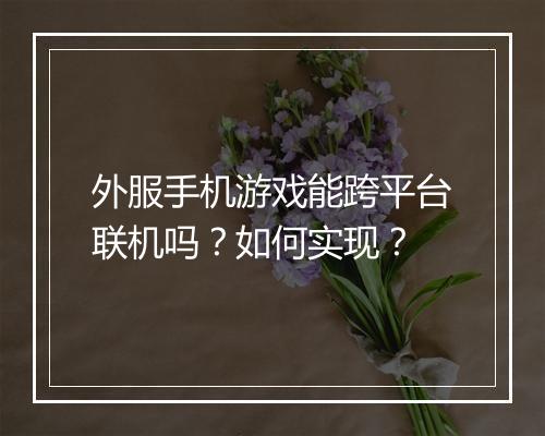 外服手机游戏能跨平台联机吗？如何实现？