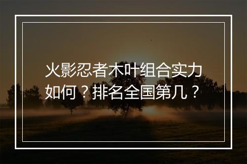 火影忍者木叶组合实力如何？排名全国第几？