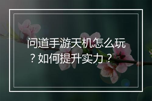 问道手游天机怎么玩？如何提升实力？