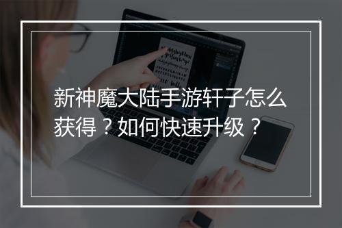 新神魔大陆手游轩子怎么获得？如何快速升级？