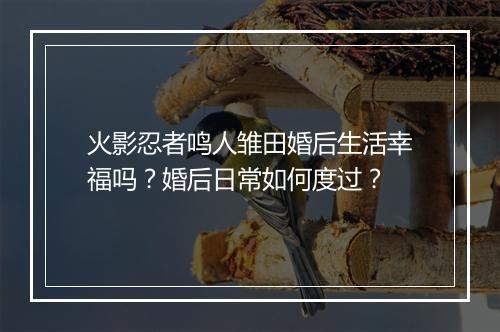 火影忍者鸣人雏田婚后生活幸福吗？婚后日常如何度过？