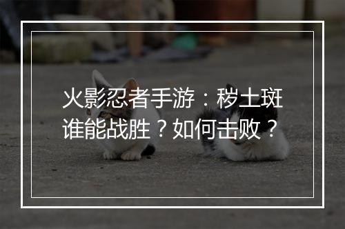 火影忍者手游：秽土斑谁能战胜？如何击败？