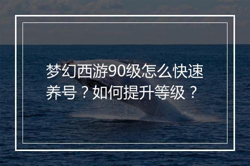 梦幻西游90级怎么快速养号？如何提升等级？