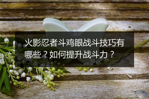 火影忍者斗鸡眼战斗技巧有哪些？如何提升战斗力？