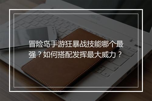 冒险岛手游狂暴战技能哪个最强？如何搭配发挥最大威力？