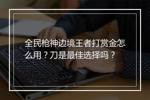 全民枪神边境王者打赏金怎么用？刀是最佳选择吗？