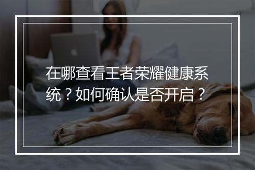 在哪查看王者荣耀健康系统？如何确认是否开启？