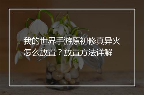 我的世界手游原初修真异火怎么放置？放置方法详解