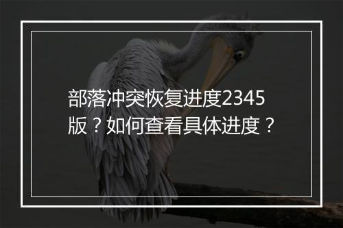 部落冲突恢复进度2345版？如何查看具体进度？