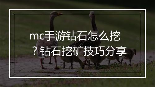 mc手游钻石怎么挖?钻石挖矿技巧分享