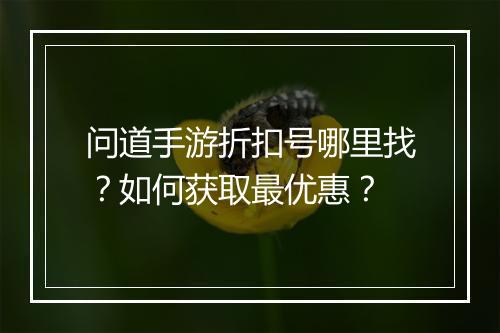 问道手游折扣号哪里找?如何获取最优惠?