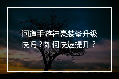 问道手游神豪装备升级快吗?如何快速提升?