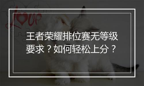 王者荣耀排位赛无等级要求?如何轻松上分?
