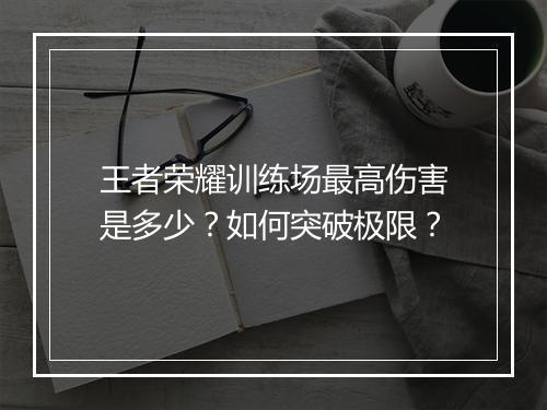 王者荣耀训练场最高伤害是多少?如何突破极限?