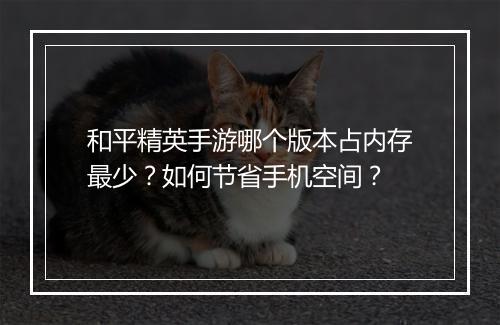 和平精英手游哪个版本占内存最少?如何节省手机空间?