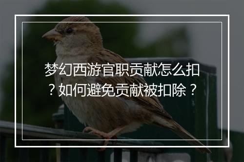 梦幻西游官职贡献怎么扣?如何避免贡献被扣除?
