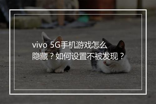vivo 5G手机游戏怎么隐藏?如何设置不被发现?