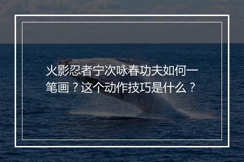 火影忍者宁次咏春功夫如何一笔画?这个动作技巧是什么?