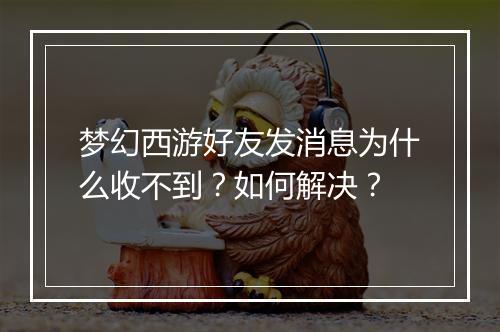 梦幻西游好友发消息为什么收不到?如何解决?