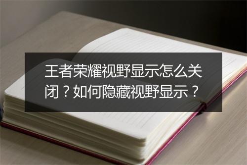 王者荣耀视野显示怎么关闭?如何隐藏视野显示?