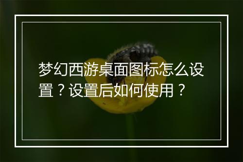 梦幻西游桌面图标怎么设置?设置后如何使用?