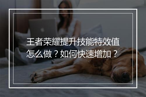 王者荣耀提升技能特效值怎么做?如何快速增加?