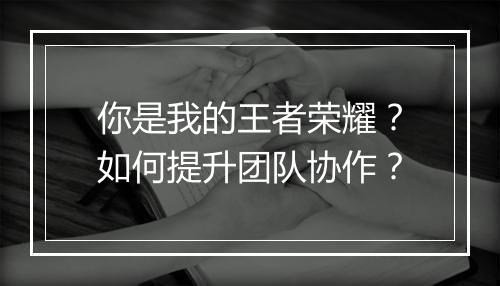你是我的王者荣耀?如何提升团队协作?