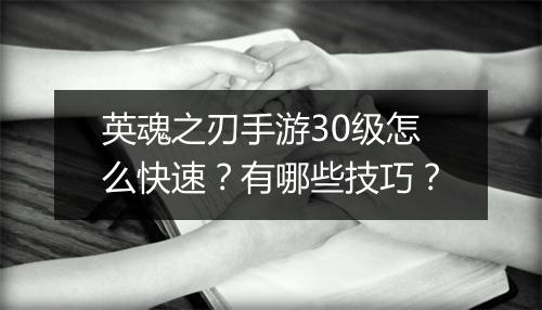 英魂之刃手游30级怎么快速?有哪些技巧?