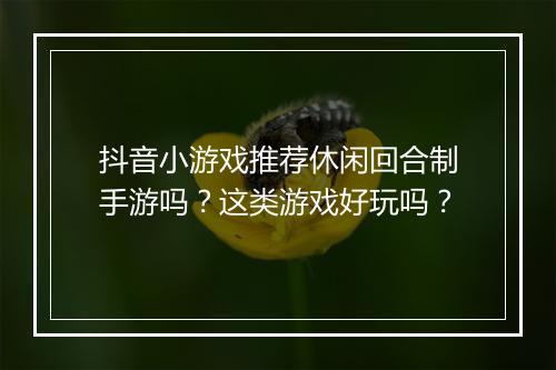 抖音小游戏推荐休闲回合制手游吗?这类游戏好玩吗?