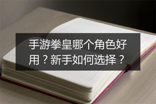 手游拳皇哪个角色好用?新手如何选择?