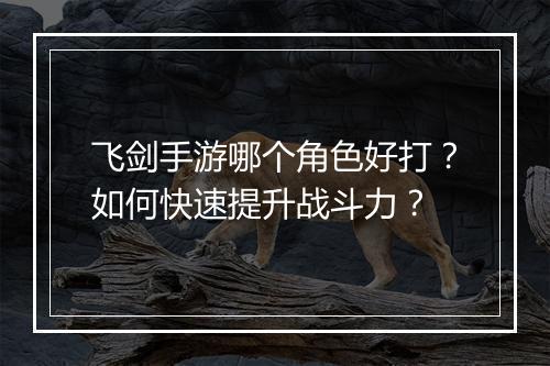 飞剑手游哪个角色好打?如何快速提升战斗力?