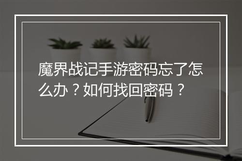 魔界战记手游密码忘了怎么办?如何找回密码?