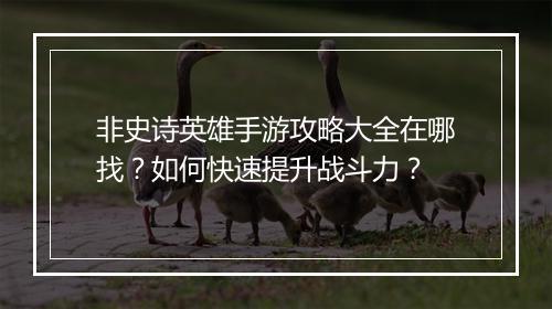 非史诗英雄手游攻略大全在哪找?如何快速提升战斗力?