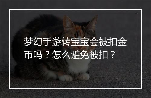 梦幻手游转宝宝会被扣金币吗?怎么避免被扣?