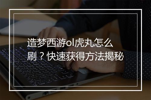 造梦西游ol虎丸怎么刷?快速获得方法揭秘