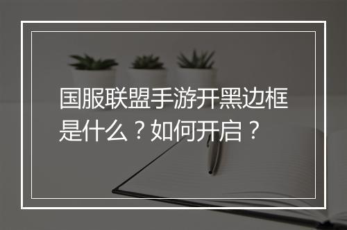 国服联盟手游开黑边框是什么?如何开启?