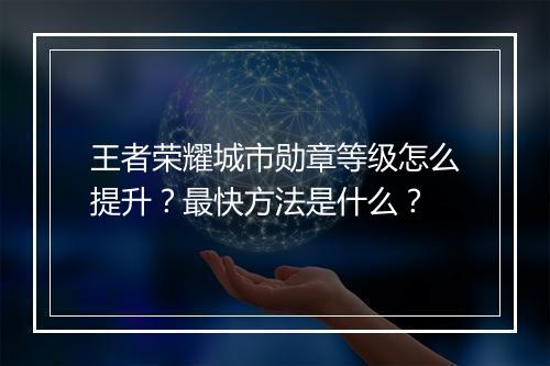 王者荣耀城市勋章等级怎么提升?最快方法是什么?