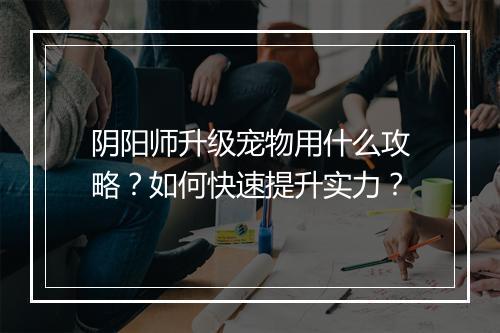 阴阳师升级宠物用什么攻略？如何快速提升实力？