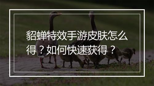 貂蝉特效手游皮肤怎么得?如何快速获得?