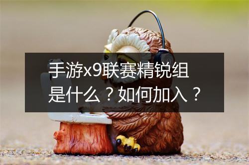 手游x9联赛精锐组是什么?如何加入?