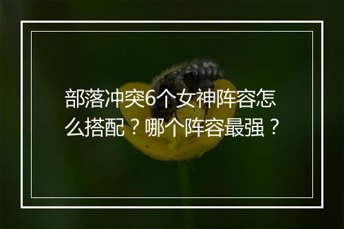 部落冲突6个女神阵容怎么搭配?哪个阵容最强?
