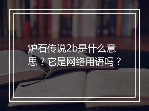 炉石传说2b是什么意思?它是网络用语吗?
