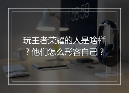 玩王者荣耀的人是啥样？他们怎么形容自己？