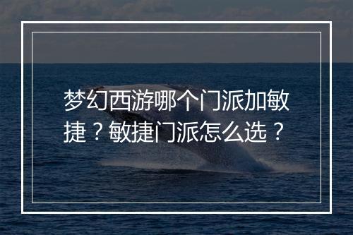 梦幻西游哪个门派加敏捷？敏捷门派怎么选？