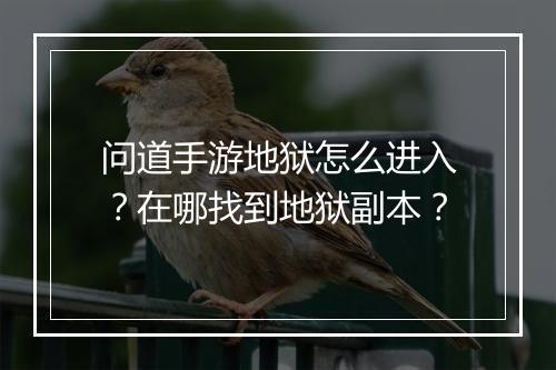 问道手游地狱怎么进入？在哪找到地狱副本？