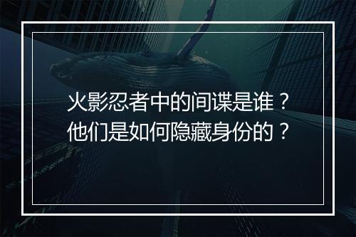 火影忍者中的间谍是谁?他们是如何隐藏身份的?
